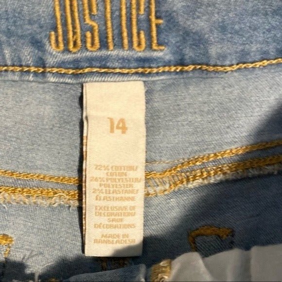Justice Demin Embellished Stud Shorts Size 14 - Picture 4 of 4